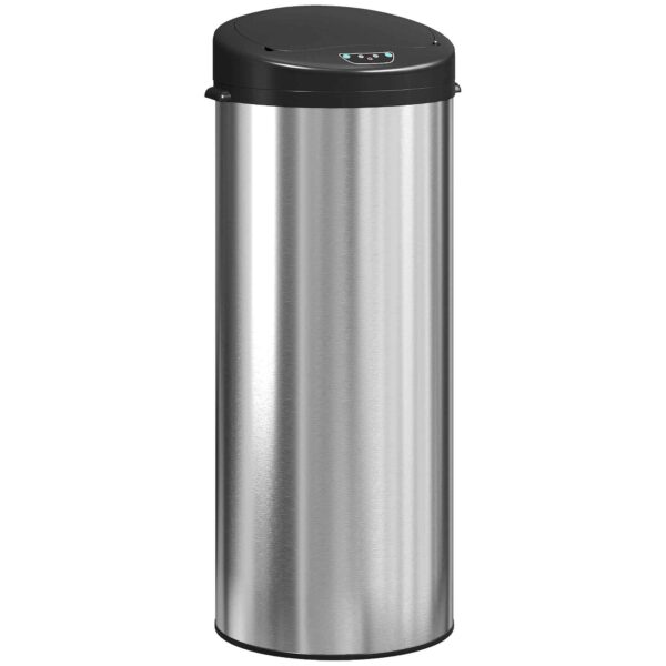 HOMCOM 55L Waste Bin with Sensor for Automatic Opening and Soft Closing, 32x30x72.5 cm, Silver