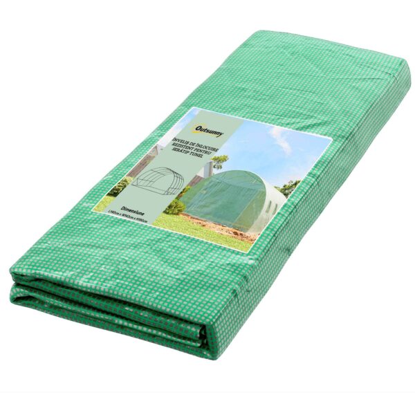 Outsunny PE Greenhouse Cover with 8 Windows, Roll-Up Door and Buried Edges, 4x3x2 m, Green