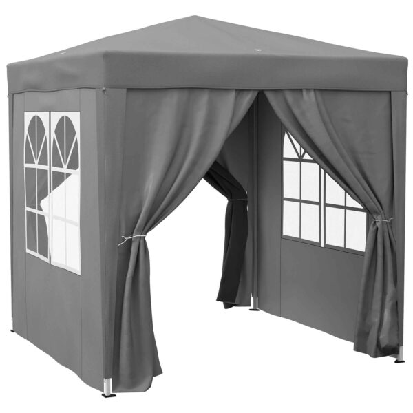Outsunny 2x2m Folding Gazebo with 4 Removable Metal and Polyester Walls, Grey