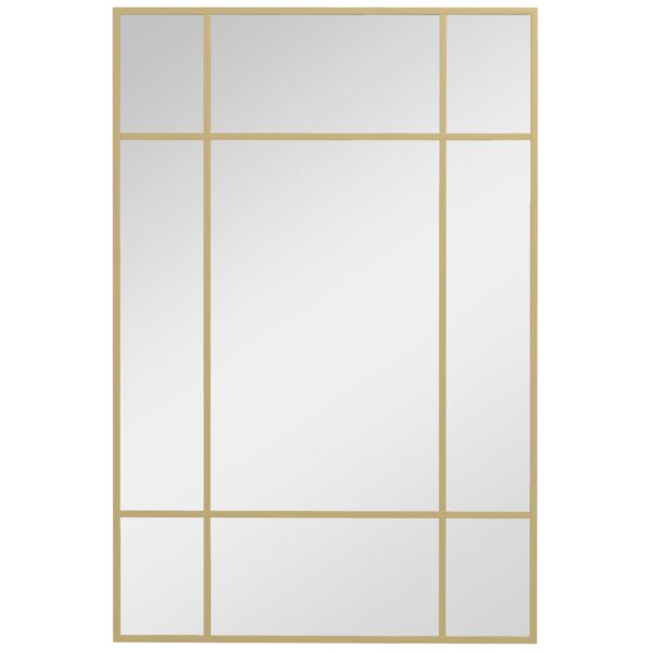 HOMCOM Window Style Wall Mirror with Vertical and Horizontal Mounting, 90x60 cm, Gold