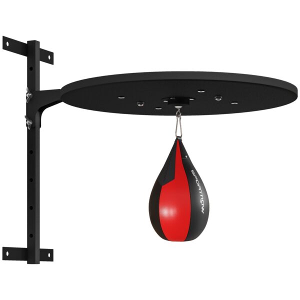 SPORTNOW Wall-Mounted Punching Ball with 360° Rotating Speed Bag and 7 Height Adjustable Heights, Black and Red