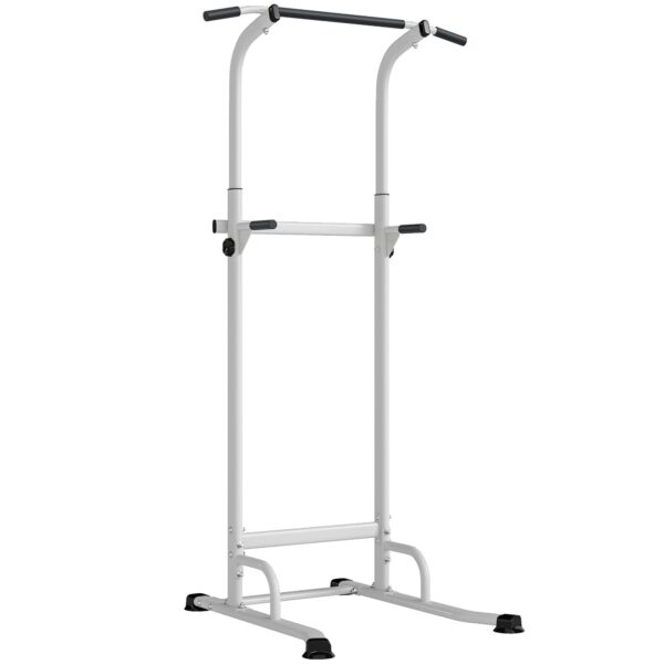 SPORTNOW Fitness Station with Dip and Pull-Up Bars, Adjustable Height 176.5-227 cm and 120 kg Capacity, White