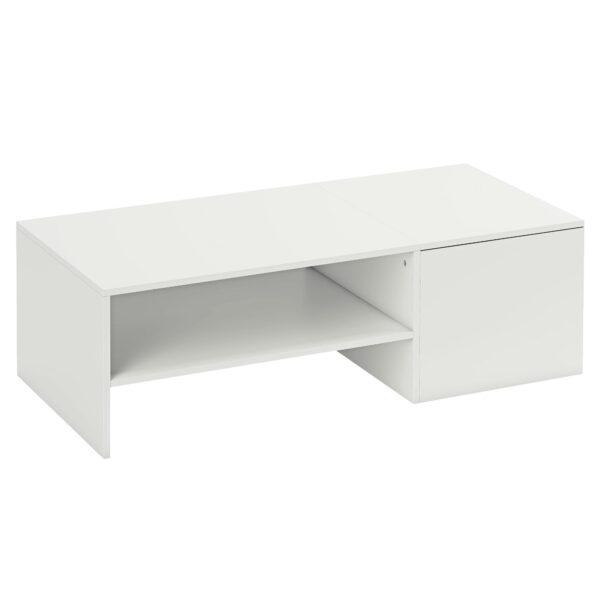 HOMCOM Wooden Coffee Table with Sliding Top and Open and Retractable Shelf, 110x52x36 cm, White