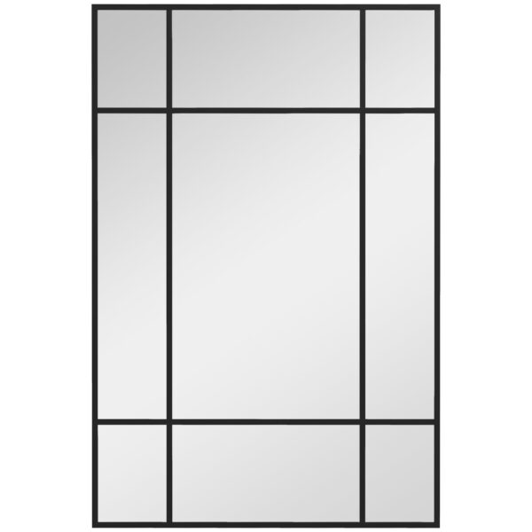 HOMCOM Window Style Wall Mirror with Vertical and Horizontal Mounting, 90x60 cm, Black
