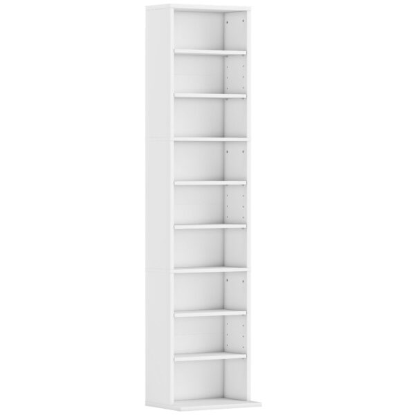 HOMCOM CD Rack with 6 Adjustable Shelves, 260 CDs/120 DVDs Capacity, 33x24x140 cm, White
