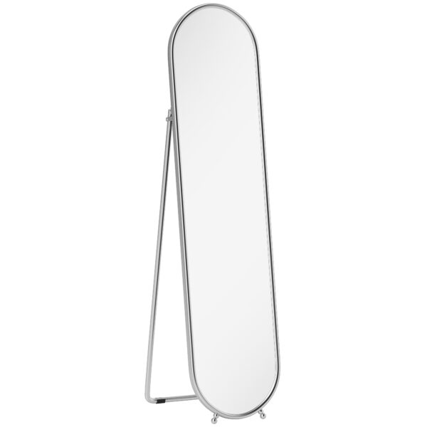 HOMCOM Full-Length Floor Mirror with Folding Stand, Glass and Metal, 40x4x160 cm, Silver
