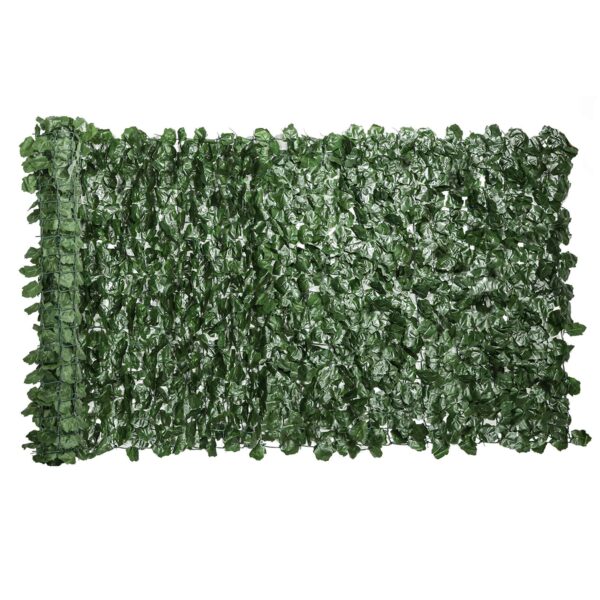 Outsunny PE Ivy Leaf Faux Hedge Roll for Balcony and Garden, 300x100 cm, Dark Green