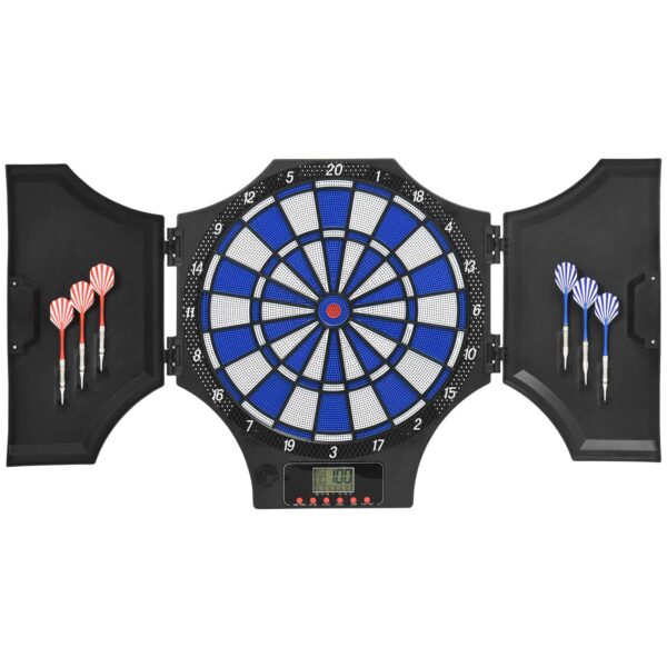 SPORTNOW Electronic Dartboard with 6 Darts and LCD Monitor for 31 Games, 83x45x4 cm, Black and Blue