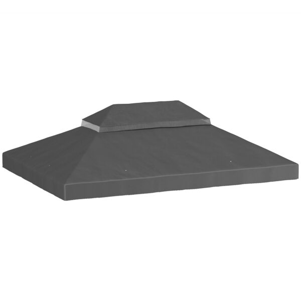 Outsunny 3x4m 2-Tier Garden Gazebo Cover in 600D Oxford Fabric with Drainage Holes, Dark Grey