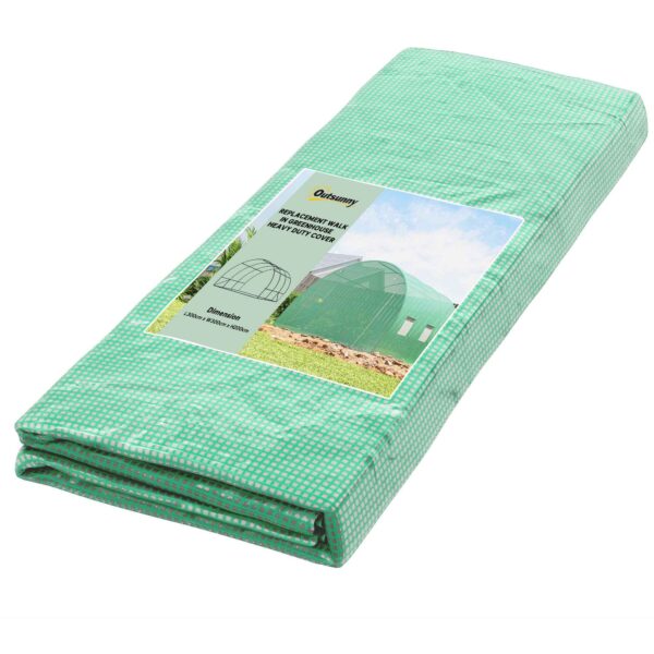 Outsunny PE Greenhouse Cover with 6 Windows, Roll-Up Door and Buried Edges, 3x3x2 m, Green