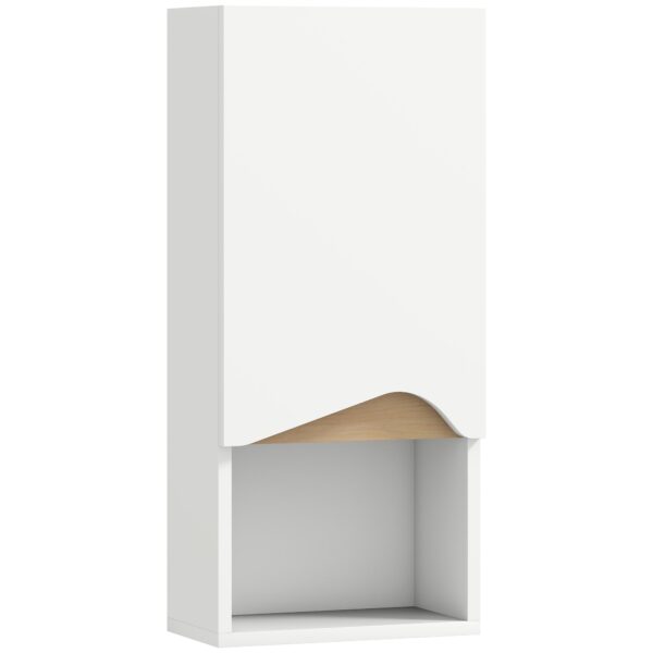 HOMCOM Bathroom Wall Cabinet with Open Shelf and Adjustable Shelf, Wooden, 30x17x67 cm, White and Wood Color