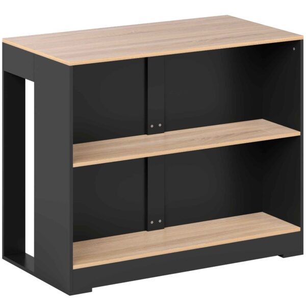 HOMCOM Kitchen Island Bar Counter with 3 Shelves for Living Room and Lounge, 113x60x90 cm, Black and Wood