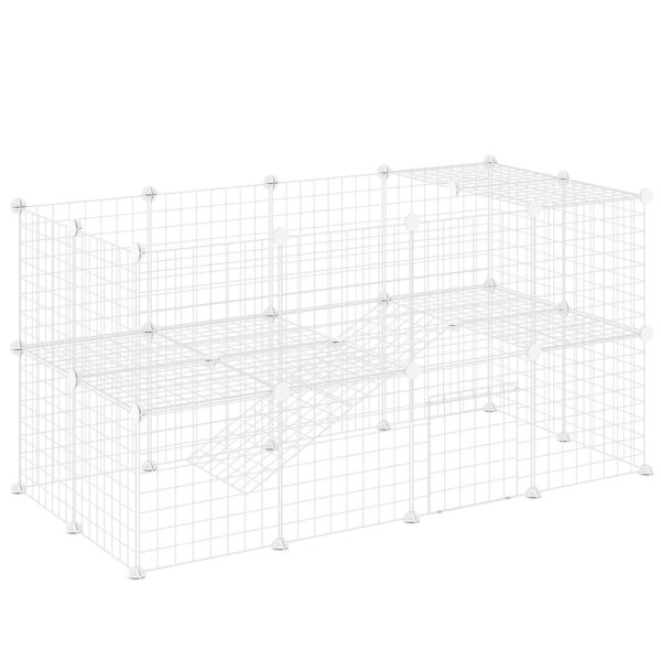 PawHut 36-Panel Modular Metal Pet Playpen with Door for Small Pets, White