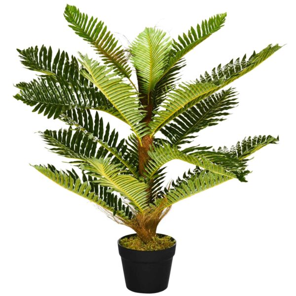 HOMCOM Artificial Palm Tree with 18 Leaves and Pot Included for Indoors, Height 85 cm, Green
