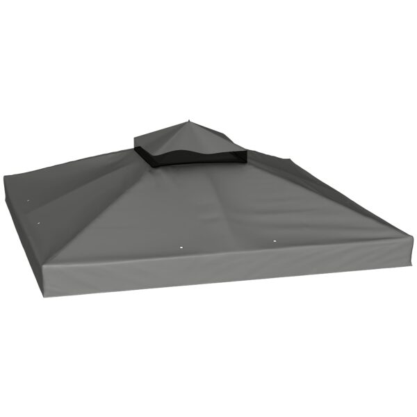 Outsunny 3x3m UPF30+ 2-Tier Dark Grey Polyester Garden Gazebo Cover
