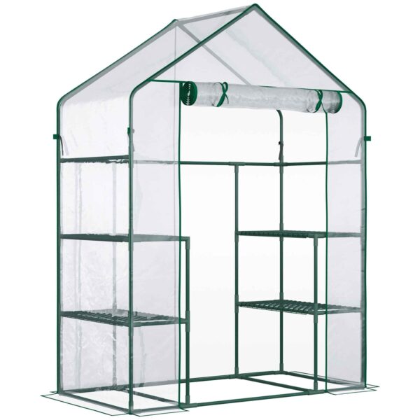 Outsunny Waterproof and UV-Proof PE Garden Greenhouse with Mounting Accessories, 142x73x195 cm, Green