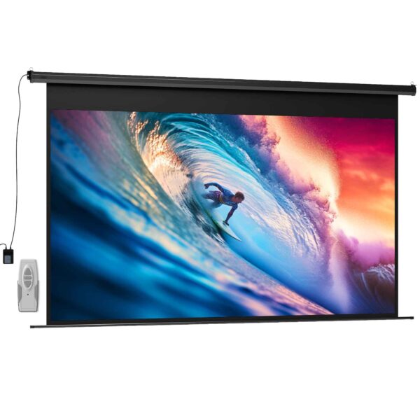 HOMCOM 120" 16:9 Motorized Projector Screen with Remote Control, Wall and Ceiling Mount, Black