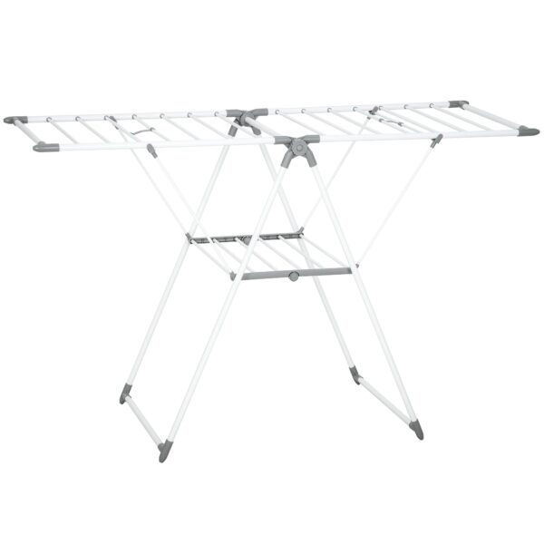 HOMCOM 2-Tier Clothes Airer, Adjustable to 4 Heights, Metal and Plastic, 156.5 x 61.5 x 97 cm, White