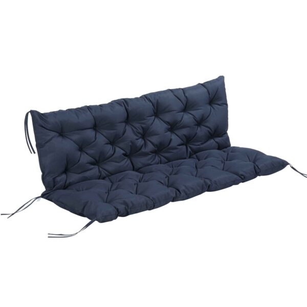 Outsunny Capitonné Style Garden Cushion with 6 Ties, in Cotton and Polyester, 150x98x8 cm, Dark Blue