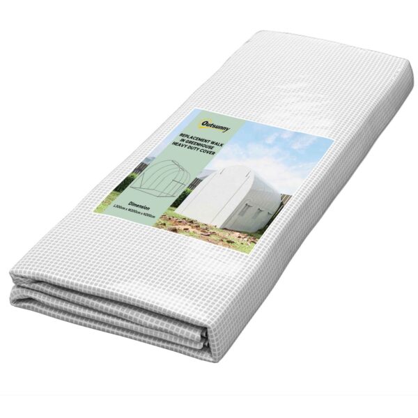 Outsunny PE Greenhouse Cover with 6 Windows, Roll-Up Door and Buried Edges, 3x2x2 m, White