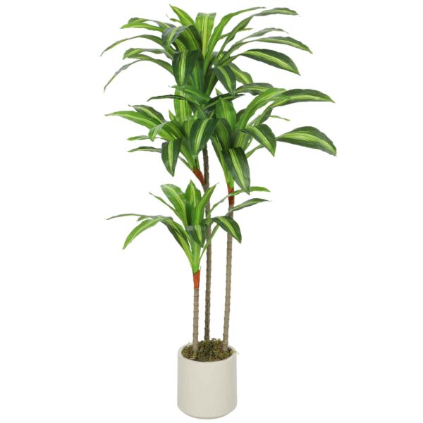 HOMCOM Artificial Green Dracaena Plant in PEVA and Wood with PP and Cement Container Pot, 60x40x120 cm