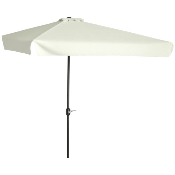Outsunny Semicircular Wall Mounted Patio and Garden Umbrella with Crank Handle, 2.5x2.3m, Cream