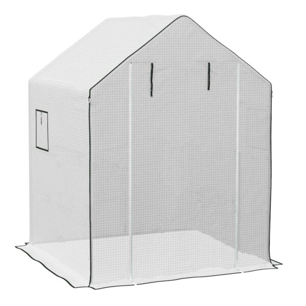 Outsunny PE Garden Greenhouse Cover with Hinged Door and Windows, 140x143x190cm, White