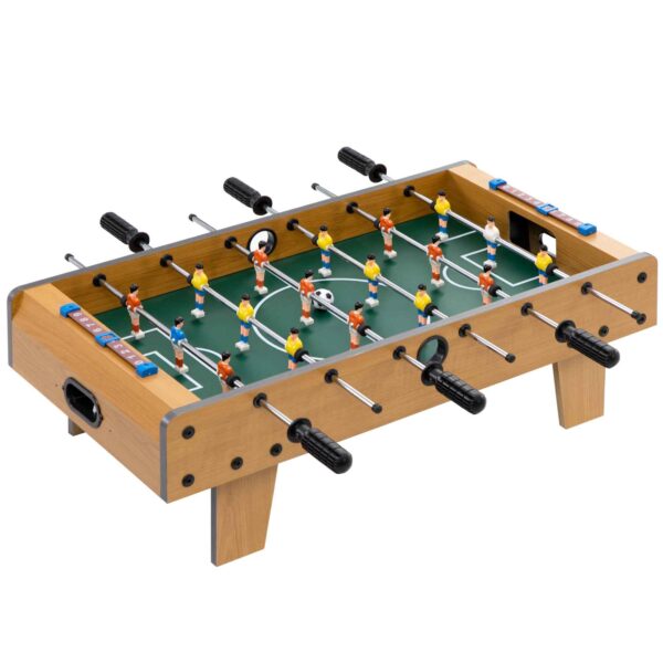 HOMCOM Folding Table Football for Adults and Children with 2 Balls and Scoreboard, Made of Wood, 69x36.5x22 cm, Wood Color