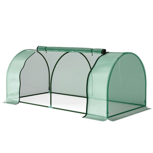 Outsunny Steel Tunnel Greenhouse with PVC Cover, 200x100x80 cm, Green
