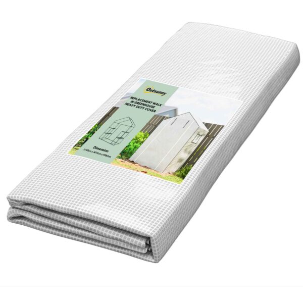 Outsunny PE Garden Greenhouse Cover with Hinged Door and Windows, 140x73x190 cm, White