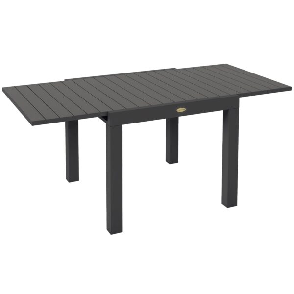 Extendable Garden Table for 4-6 People with Slatted Top, Aluminum, 81/162x80x75 cm, Grey
