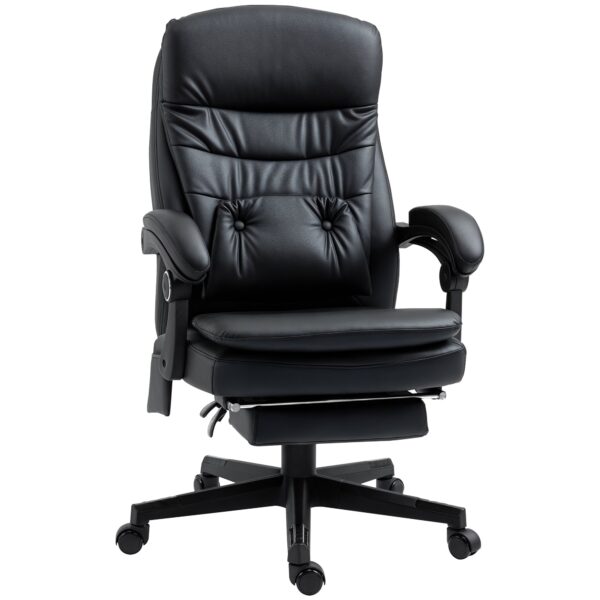 Faux Leather Massage Office Chair with USB Port, 64x69x107-115cm, Black