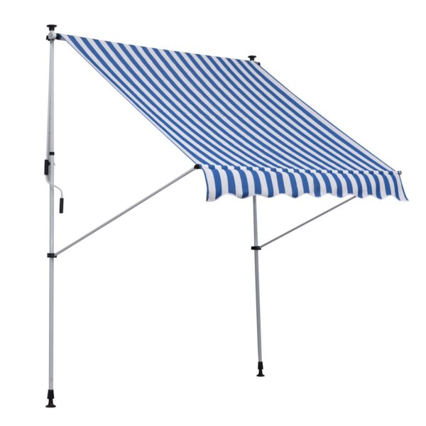 2x1.5m Outdoor Roller Awning with Crank, Adjustable Height and Angle, Blue