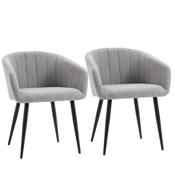 Set of 2 Modern Upholstered Chairs with Fabric Covering for Living Room and Lounge, Light Grey