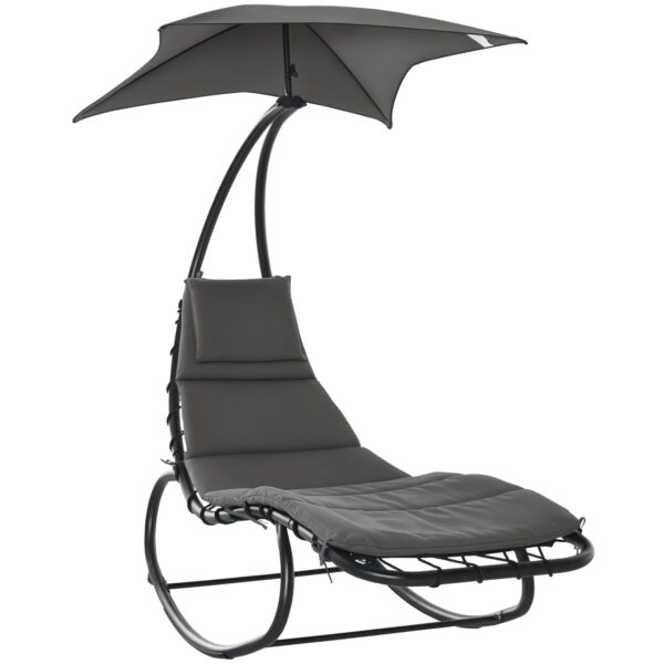Garden Rocking Lounger Outdoor Sun Lounger Grey