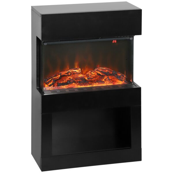 Electric Fireplace with 3D Colorful Flame Effect, 1000W/2000W with Adjustable Temperature and Remote Control, Black