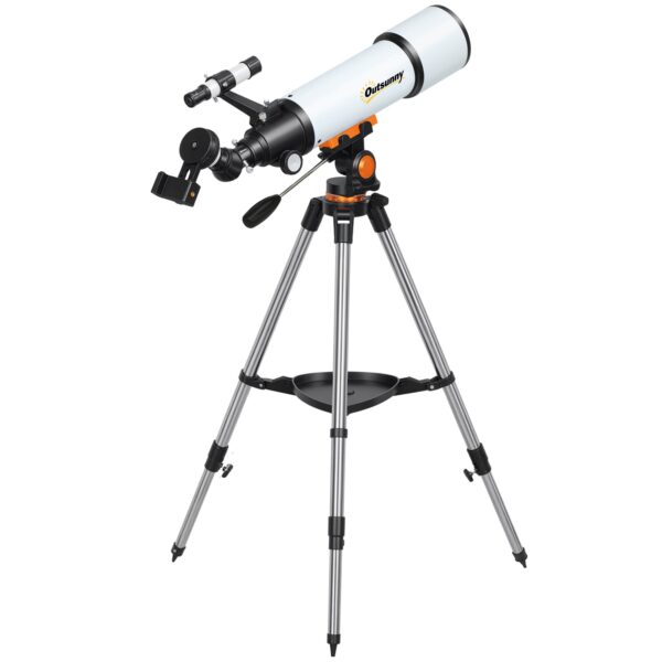 80mm Astronomical Telescope with AZ Mount, 2 Eyepieces and Smartphone Adapter, 92x92x130 cm, Black and White