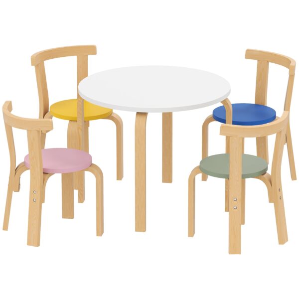 5-Piece Wooden Table and Chair Set for Children Ages 3-8 with Rounded Edges, Multicolored