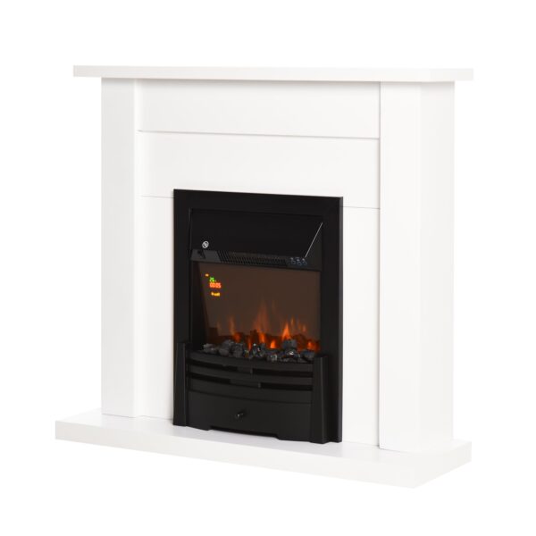 1000W and 2000W Electric Fireplace, 5-Level LED Flame Effect, Remote Control, White Tempered Glass, 102x30x95cm