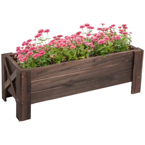 Raised Garden Bed and Rectangular Outdoor Planter, 100x36.5x36cm