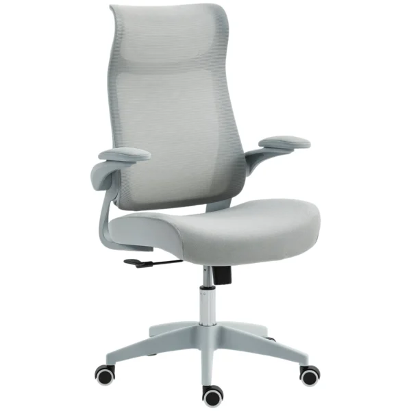 Ergonomic Office Chair with Adjustable Armrests, Mesh Backrest and Headrest, Grey