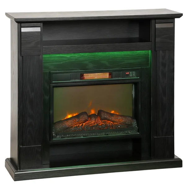 1800W Adjustable Electric Fireplace with 3D Flame, Shelf, Timer and Remote Control, 105x27x97 cm, Black
