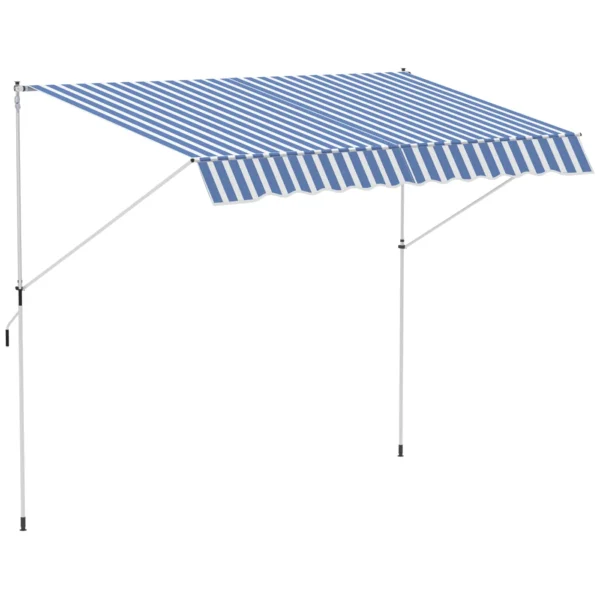 Outsunny 3x1.5m Arm Awning with Crank and Telescopic Structure, White and Blue