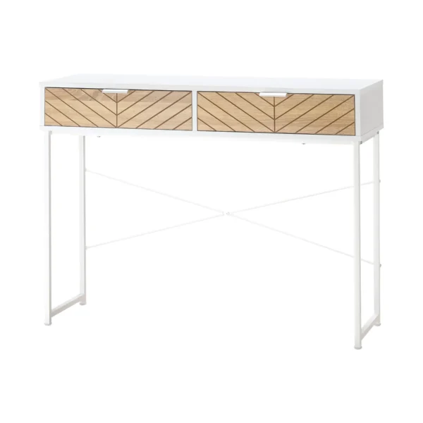Modern Console Table for Entryway and Living Room with 2 Metal Drawers 100x30x75cm - White