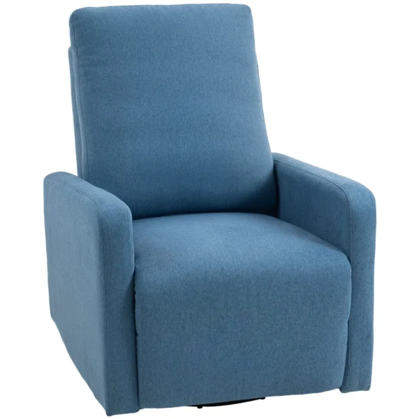 135° Manual Reclining Relaxing Chair, 360° Swivel with Rocking Function, Blue