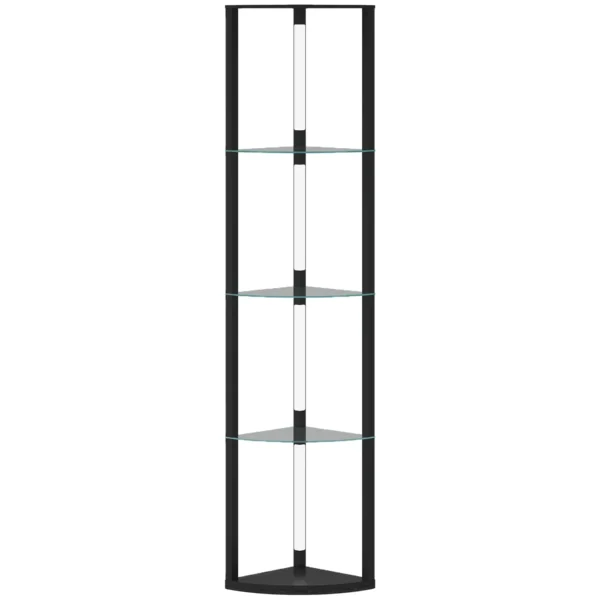 Floor Lamp with 5 Shelves and LED Light, 3 Brightness Levels and Foot Switch, Black