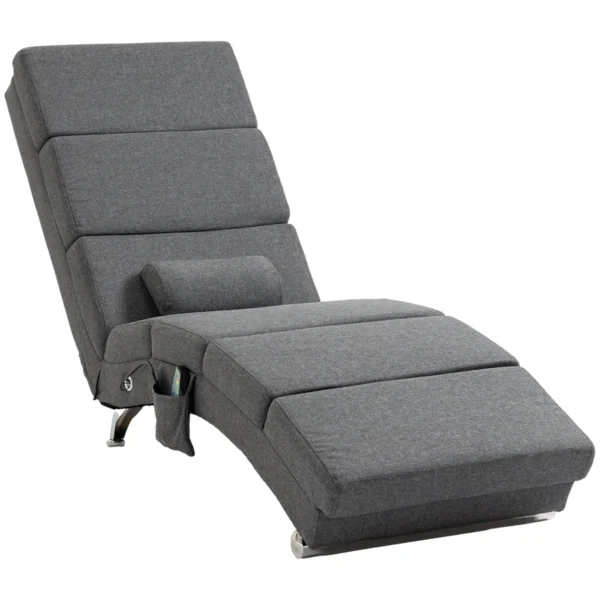 Massage Chair with 8 Vibration Points and Heating, 5 Modes, Timer and Remote Control, Grey