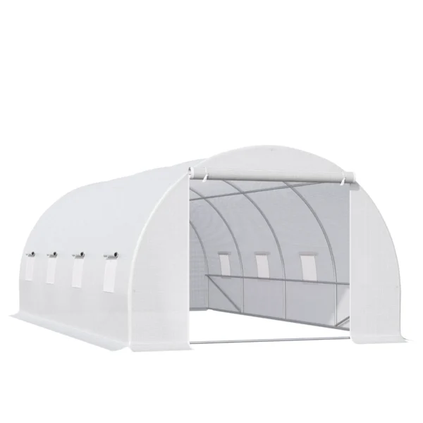 Outsunny 6x3x2m Tunnel Greenhouse, Metal Frame and PE Cover, White