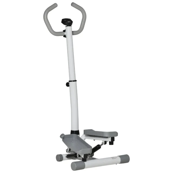 Stepper with LCD Monitor, Adjustable Handlebar and Elastic Bands, Made of Steel and ABS, White and Grey