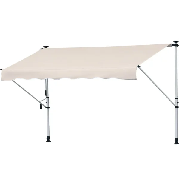 Outsunny 4x1.2m Arm Awning with Crank and Telescopic Structure, Khaki